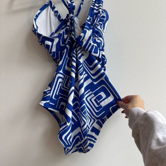 Kenneth Cole Reaction Womens Swimsuit One Piece Strappy Blue Size Medium - Picture 5 of 8